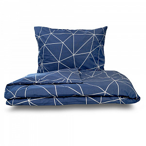 Prodloužené bavlněné povlečení NORDIC COLLECTION 140x220+70x90 GRID modré