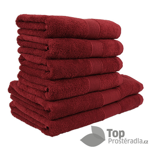 Set ručníků a osušek AURA COLLECTION 6 kusů - Temně červená