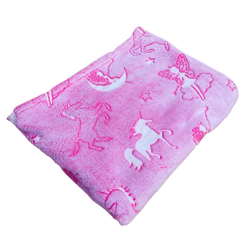 TOP Mikroplyšová svítící deka Premium 150x200 Víly a jednorožci
