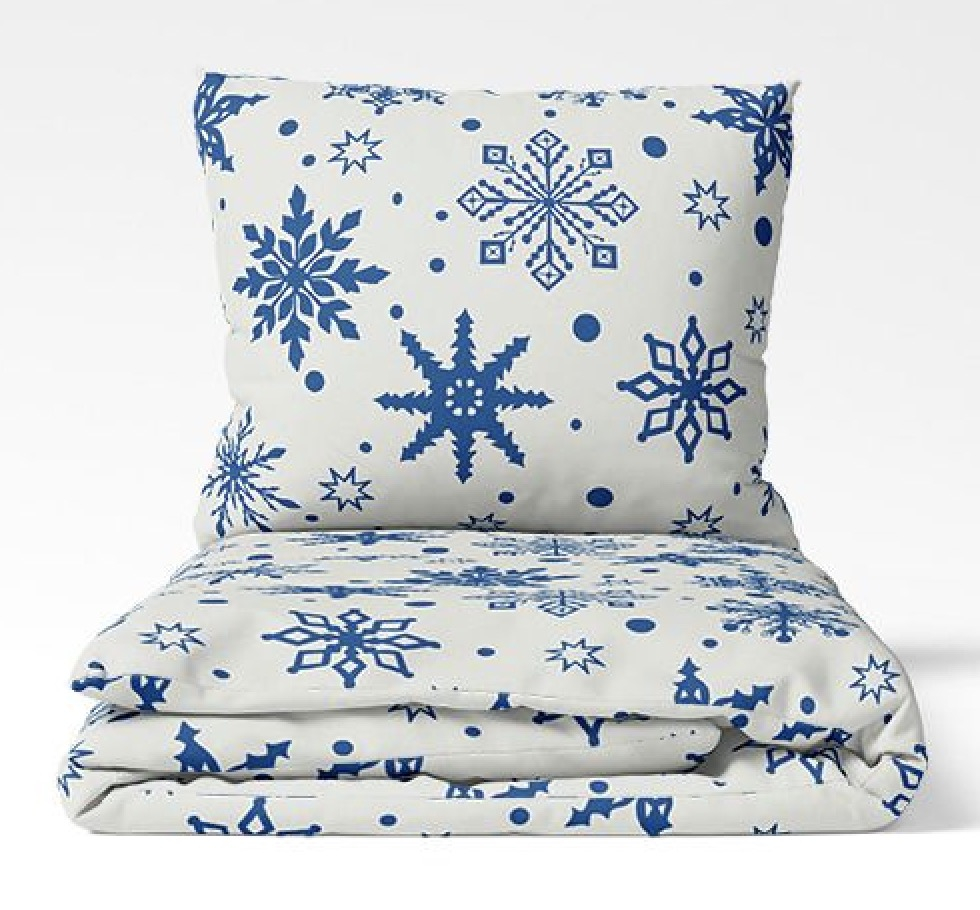 TOP Bavlněné povlečení WINTER COLLECTION 140x200+70x90 Modré vločky