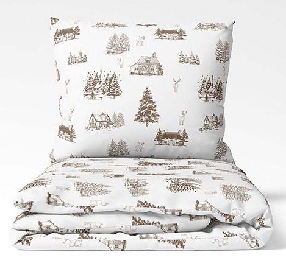 Fotografie TOP Bavlněné povlečení WINTER COLLECTION 140x200+70x90 Hnědá chaloupka