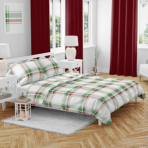 Bavlněné povlečení WINTER COLLECTION 140x200+70x90 Zelené karo
