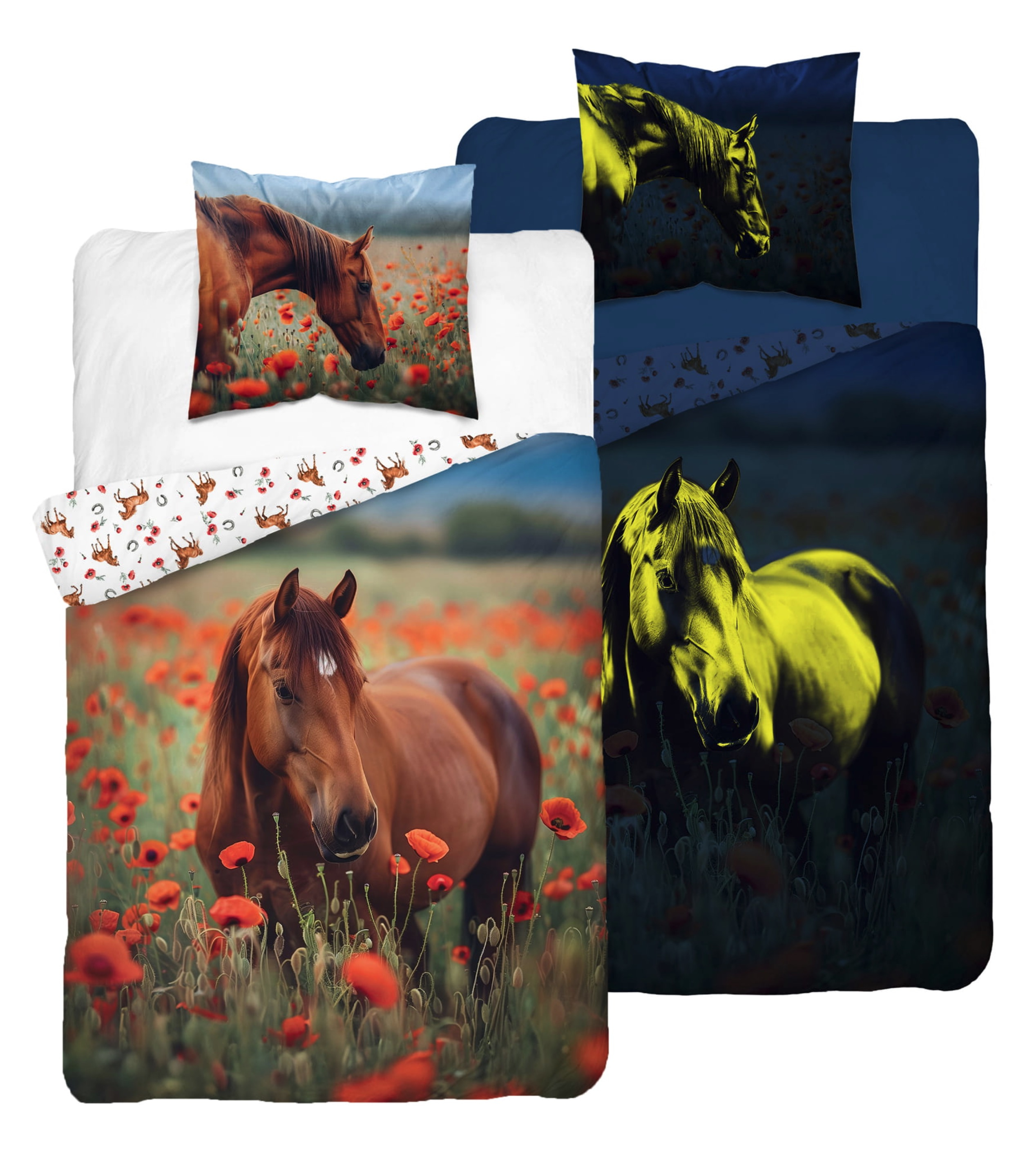 TOP Svítící bavlněné povlečení 140x200+70x80 Koník