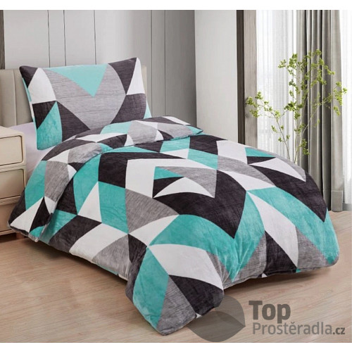 Mikroplyšové povlečení Premium 140x200+70x90 Zigo tyrkysový