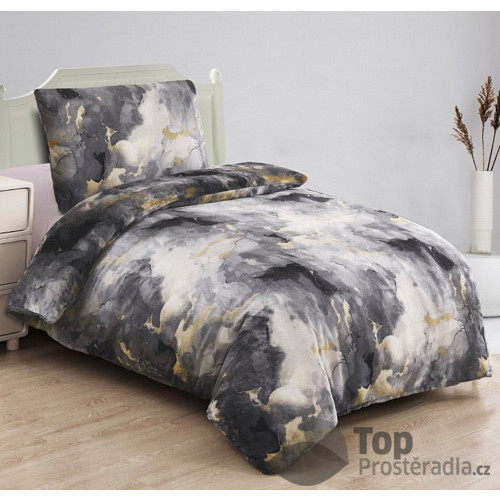 Mikroplyšové povlečení Premium 140x200+70x90 Mramor zlatý