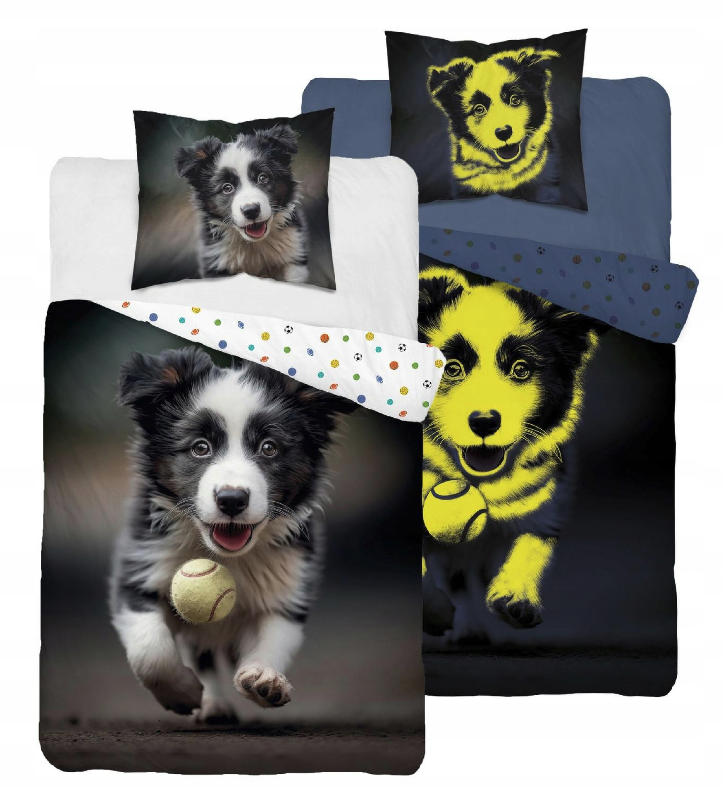 TOP Svítící bavlněné povlečení 140x200+70x80 Pes s míčkem