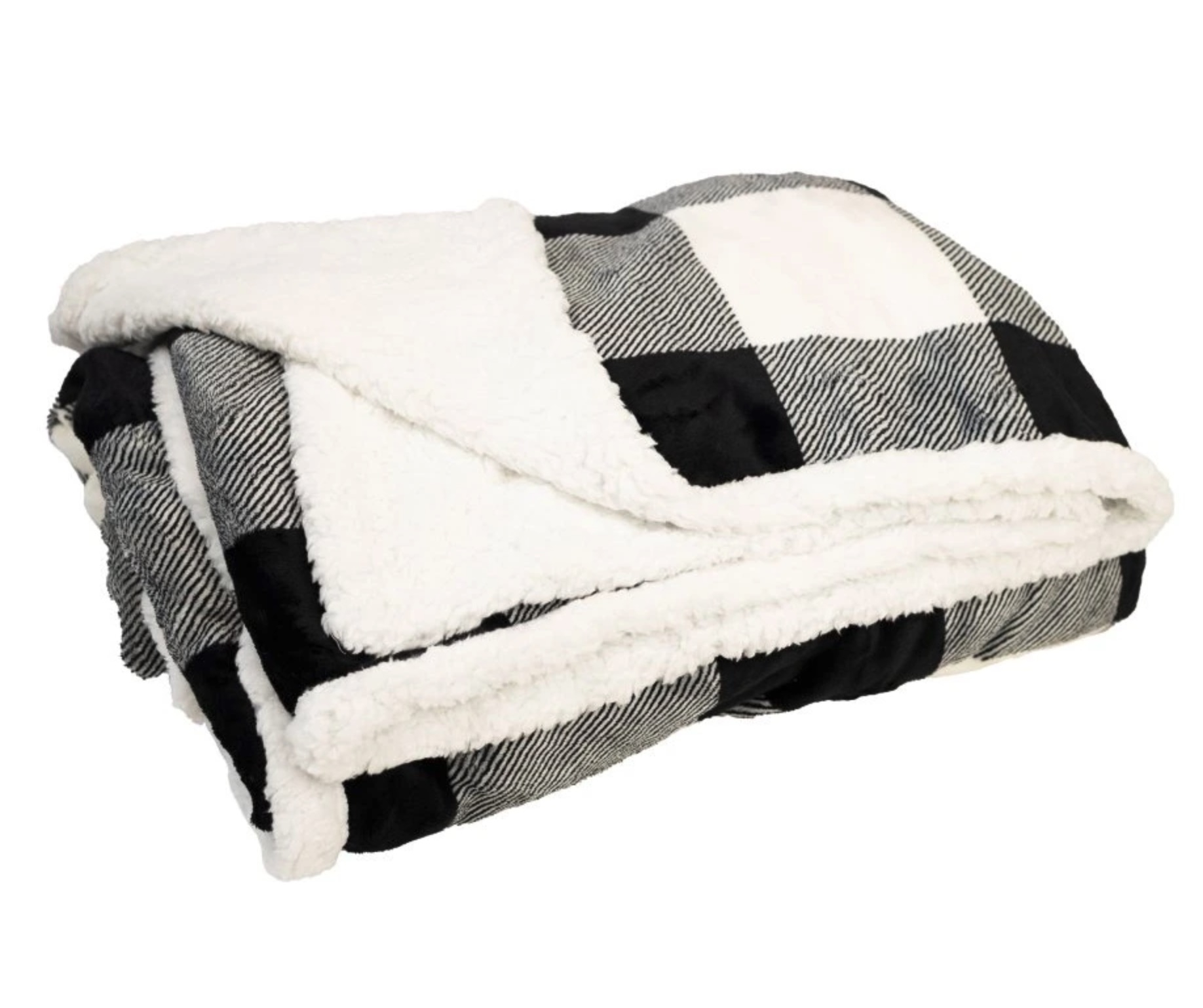 TOP Velká deka beránek 220x200 - Černobílé káro