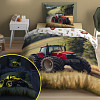 Svítící bavlněné povlečení 140x200+70x80 Červený traktor