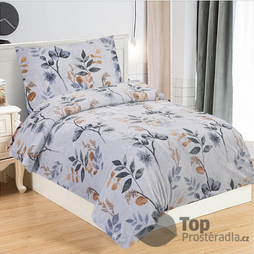 Mikroplyšové povlečení Premium 140x200+70x90 Šedá zahrada