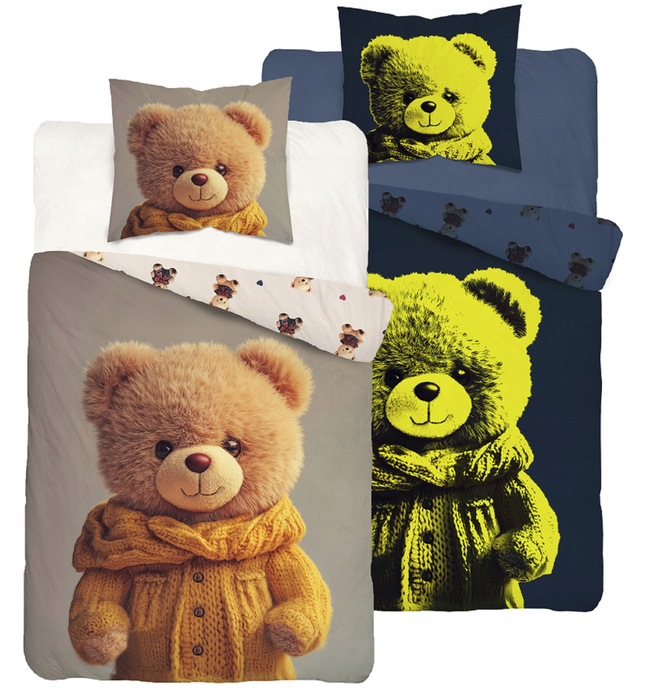 TOP Svítící bavlněné povlečení 140x200+70x80 Méďa ve svetru