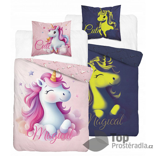 Svítící bavlněné povlečení 140x200+70x80 Princess Unicorn