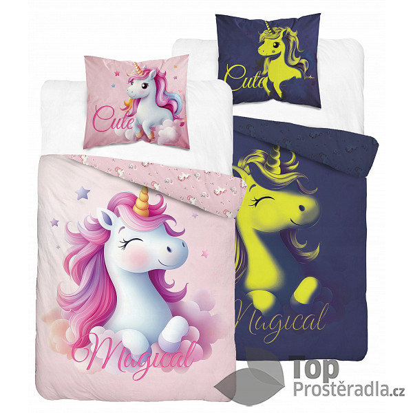 TOP Svítící bavlněné povlečení 140x200+70x80 Princess Unicorn