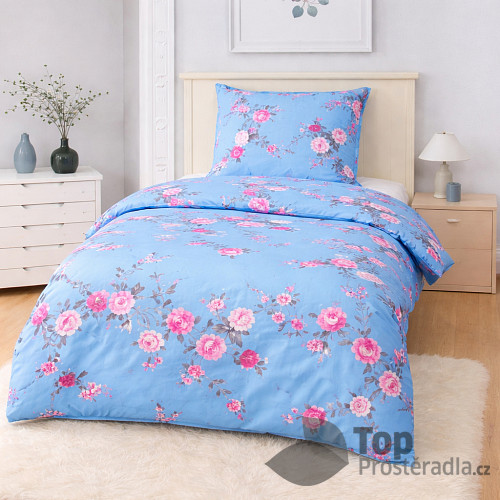 Bavlněné povlečení 140x200+70x90 Rose blue