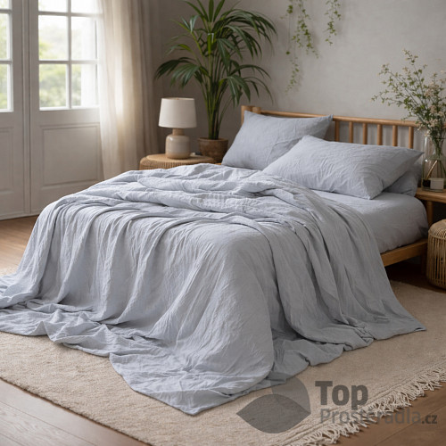 AKČNÍ Mušelínové povlečení 140x200+70x90 Stříbrné