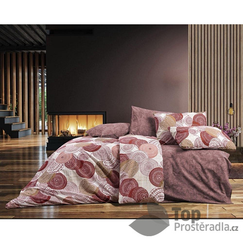 Bavlněné povlečení Deluxe 140x200+70x90 Mandala bordó