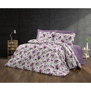Bavlněné povlečení Deluxe 140x200+70x90 Flora fialová