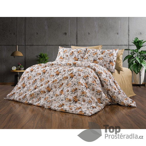 Bavlněné povlečení DELUXE 140x200+70x90 Flora Gold