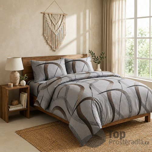 Bavlněné povlečení DELUXE 140x200+70x90 Vlny elegance
