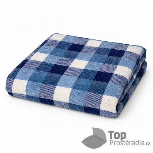 Mikroplyšová deka Premium 150x200 Modré káro