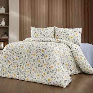 Prodloužené krepové povlečení DeLuxe 140x220+70x90 Zlaté kvítí