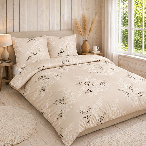 Prodloužené bavlněné povlečení Deluxe 140x220+70x90 Větvička
