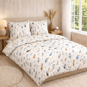 Bavlněné povlečení DELUXE 140x200+70x90 Peříčko
