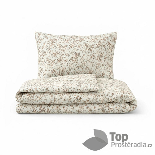 Bavlněné povlečení DELUXE Kvítí béžové 140x200+70x90