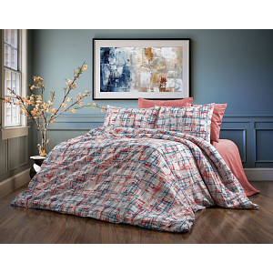Bavlněné povlečení DELUXE 140x200+70x90 Proužky modročervené