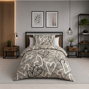 Microtop povlečení Comfort 140x200+70x90 Srdcová stěna