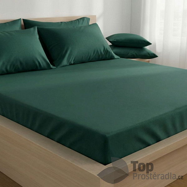 Saténové prostěradlo LUXURY COLLECTION 90x200+25 Tmavě zelené 2