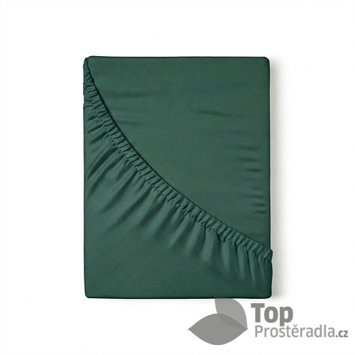 Saténové prostěradlo LUXURY COLLECTION 90x200+25 Tmavě zelené