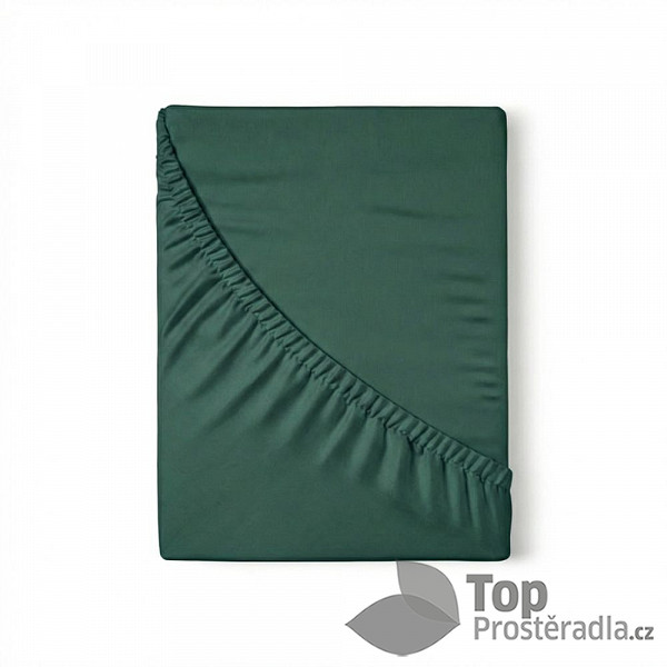 Saténové prostěradlo LUXURY COLLECTION 90x200+25 Tmavě zelené