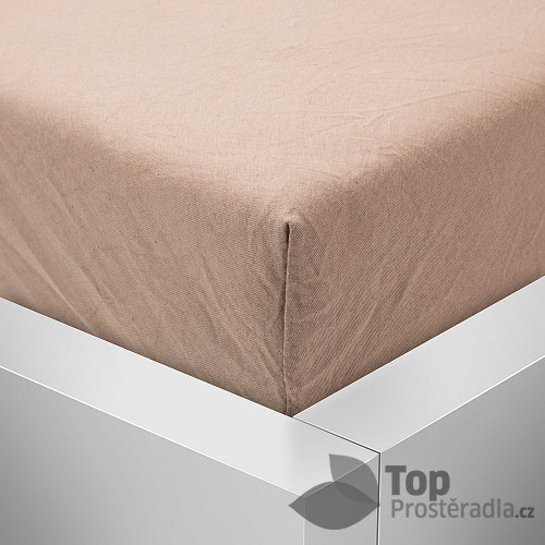 Jersey prostěradlo 160x200 Premium - Světle hnědá
