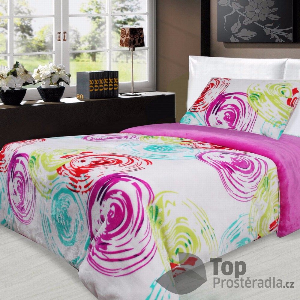 Povlečení mikroflanel Millenium 140x200 + 70x90 - Pastelové kruhy
