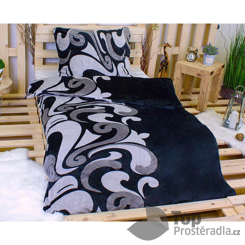 Povlečení mikroflanel Millenium 140x200 + 70x90 - Černé Tattoo