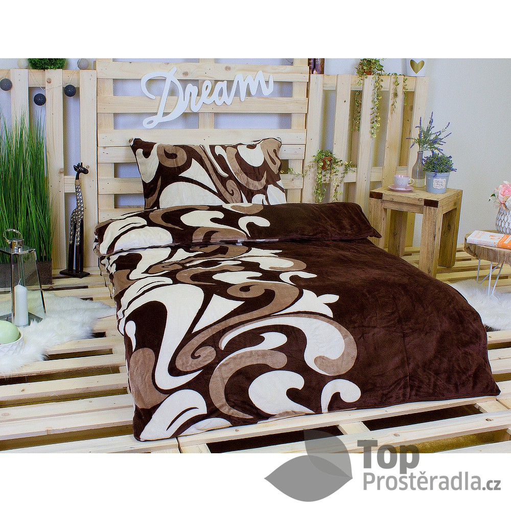 Povlečení mikroflanel Millenium 140x200 + 70x90 - Hnědé ornamenty