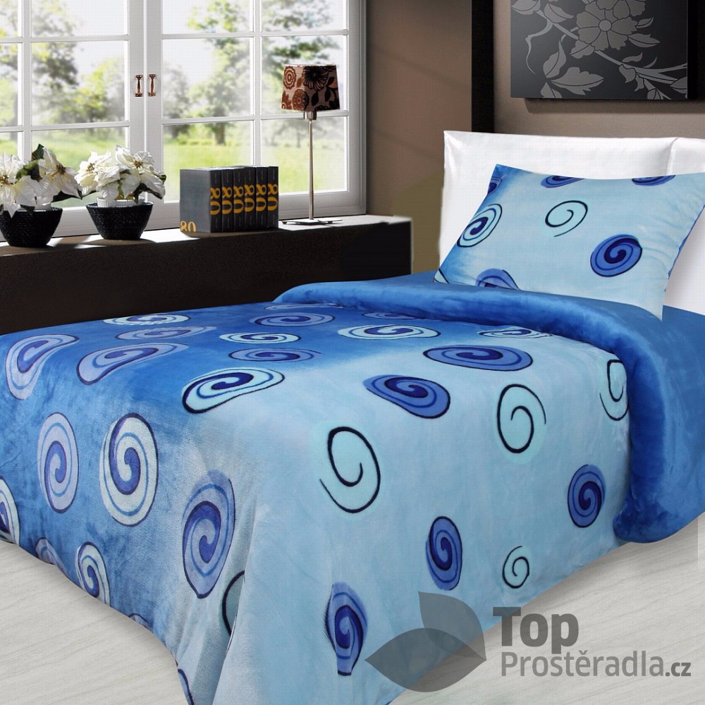 Povlečení mikroflanel Millenium 140x200 + 70x90 - Modré spirály