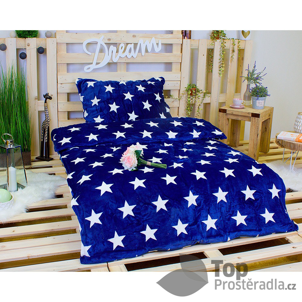 Povlečení mikroflanel Millenium 140x200 + 70x90 - Modré hvězdy