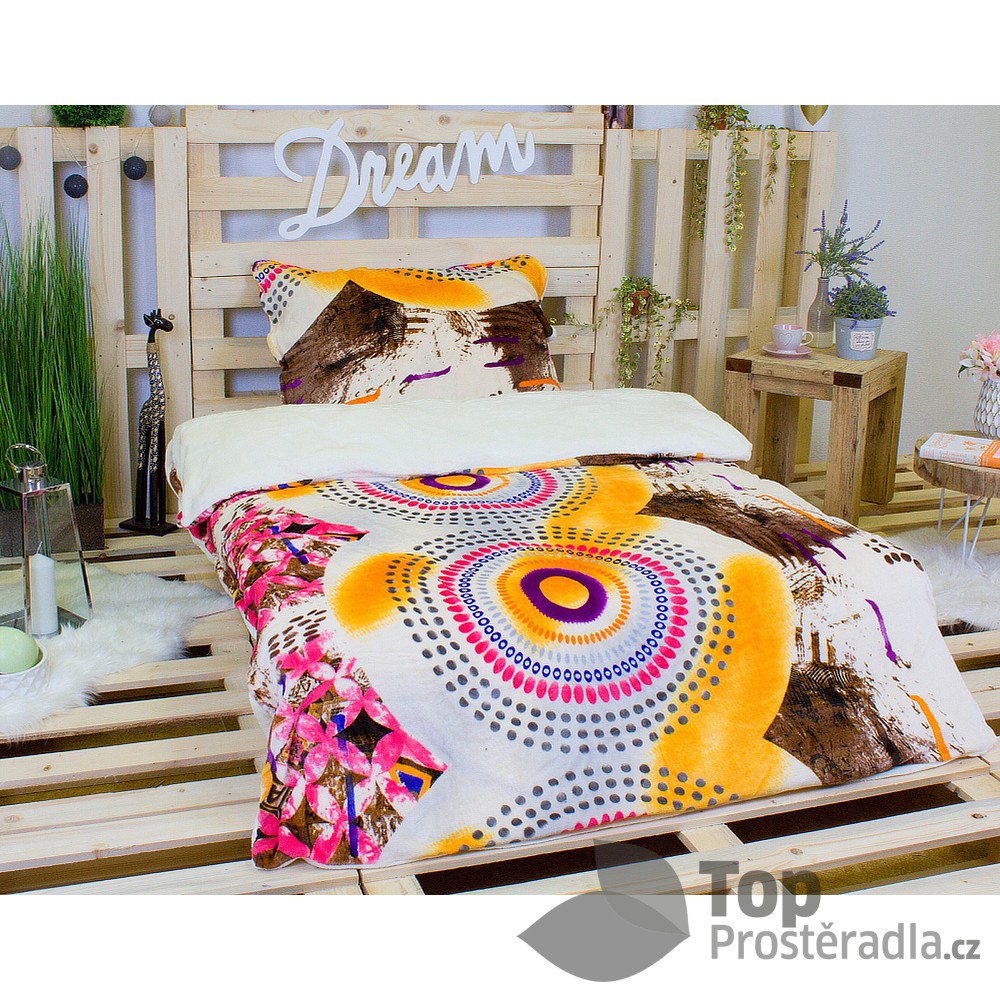 Povlečení mikroflanel Millenium 140x200 + 70x90 - Oranžová abstrakce