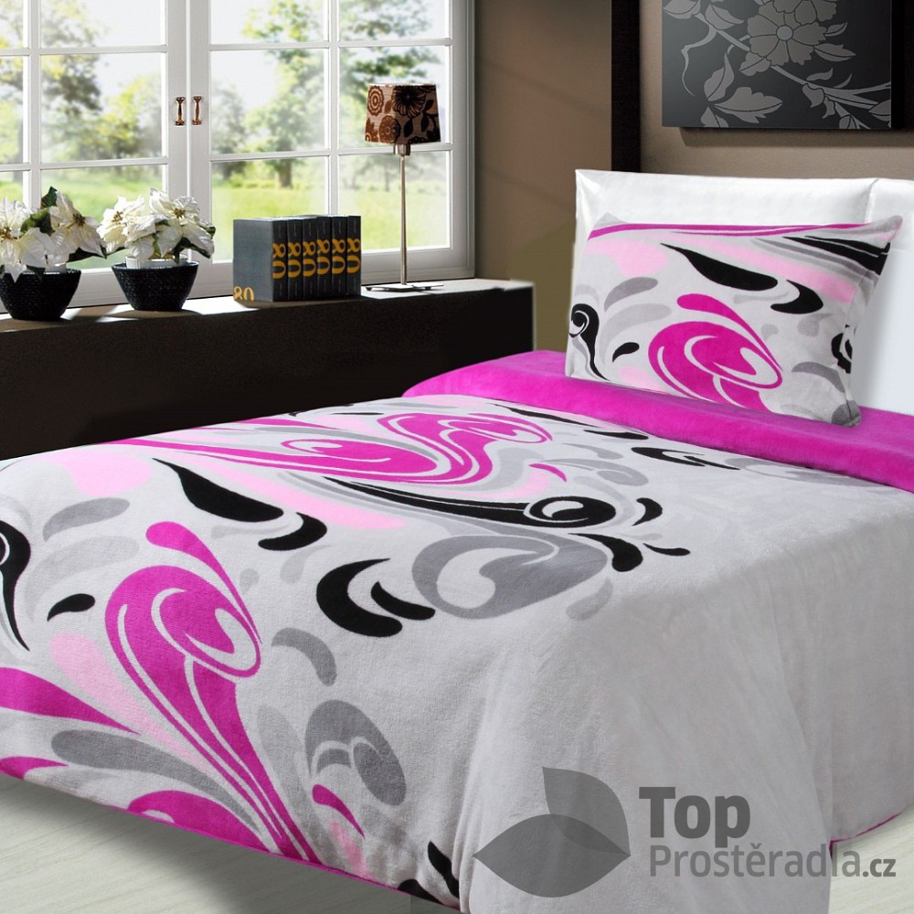 Mikroplyšové povlečení Microdream - 70x90 + 140x200 - Petry růžová