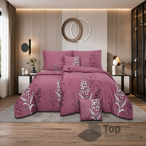Šestidílné povlečení 140x200+70x90+40x40 Klasy vínové