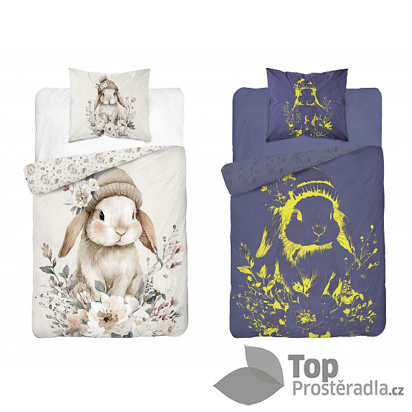TOP Svítící bavlněné povlečení 140x200+70x80 Králíček v čepici