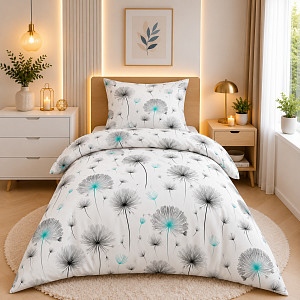 Bavlněné povlečení Deluxe 140x200+70x90 Tyrkysové chmýří