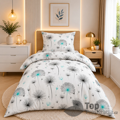 Bavlněné povlečení Deluxe 140x200+70x90 Tyrkysové chmýří