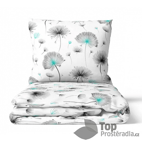 TOP Bavlněné povlečení Deluxe 140x200+70x90 Tyrkysové chmýří 2