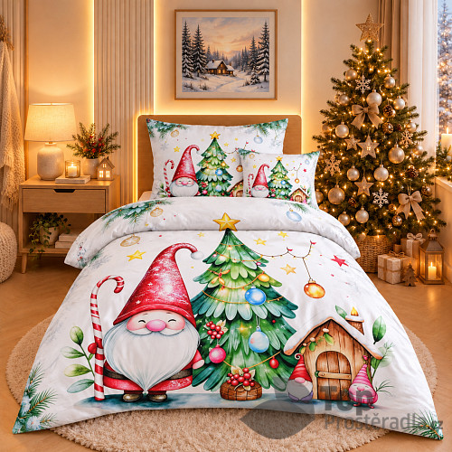 Třídílná sada 3D povlečení 140x200+70x90+45x45 Skřítek s holí