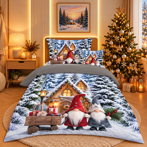 Třídílná sada 3D povlečení 140x200+70x90+45x45 Vánoční nadílka