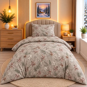 Mikroplyšové povlečení Premium 140x200+70x90 Větvičky