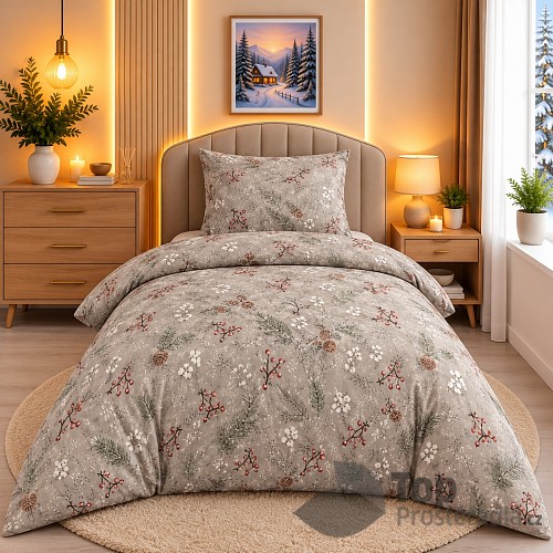 Mikroplyšové povlečení Premium 140x200+70x90 Větvičky