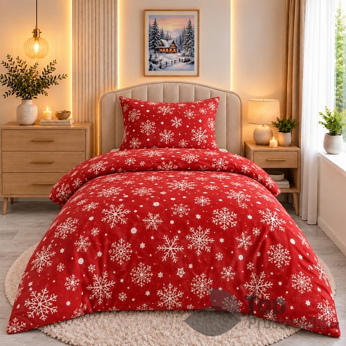 Mikroplyšové povlečení Premium 140x200+70x90 Vločky